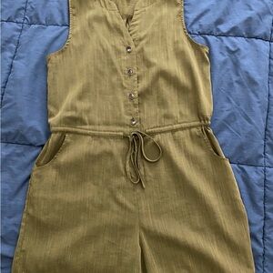 Sleeveless Olive Drawstring Jumpsuit